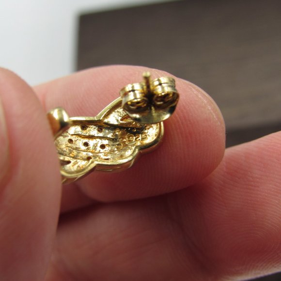 Sterling Silver Tri Color Diamond Stud Earrings - Picture 2 of 5